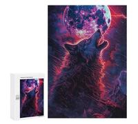 Wolf Howling at Full Moon Art Print-1 Puzzle 1000 Pièces Educa Jouet en Bois Cadeau Unique Décoration Intérieure Jeu Éducatif Challenge Toy Adultes Et Enfants À Partir De 14 Ans 300 PCS