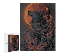 Wolf Howling at Full Moon Art Print Puzzle 1000 Pièces Educa Jouet en Bois Cadeau Unique Décoration Intérieure Jeu Éducatif Challenge Toy Adultes Et Enfants À Partir De 14 Ans 500 PCS
