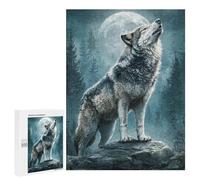 Wolf Howling at Moon-9 : Idée Cadeau Festive, 500 PCS Puzzle Décoratif en Bois, pour Jouer Seul Ou À Plusieurs