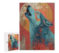 Wolf Howling at Moon Art Print-2 Puzzle 1000 Pièces Educa Jouet en Bois Cadeau Unique Décoration Intérieure Jeu Éducatif Challenge Toy Adultes Et Enfants À Partir De 14 Ans 500 PCS