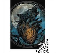 Wolf Howling at Moon Art Puzzle 1000 Pièces Cadeau Unique Jeu Éducatif Défi Jouet À De Qualité Supérieure Peinture Art pour Adultes Enfants 38x26cm/1000pcs