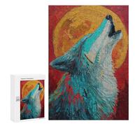 Wolf Howling at Moon Painting -1 Puzzle 1000 Pièces Educa Jouet en Bois Cadeau Unique Décoration Intérieure Jeu Éducatif Challenge Toy Adultes Et Enfants À Partir De 14 Ans 300 PCS