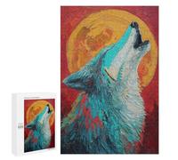 Wolf Howling at Moon Painting Puzzle 1000 Pièces Educa Jouet en Bois Cadeau Unique Décoration Intérieure Jeu Éducatif Challenge Toy Adultes Et Enfants À Partir De 14 Ans 1000 PCS