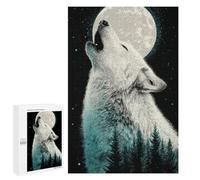Wolf Howling at Moon Poster Puzzle 1000 Pièces Educa Jouet en Bois Cadeau Unique Décoration Intérieure Jeu Éducatif Challenge Toy Adultes Et Enfants À Partir De 14 Ans 1000 PCS