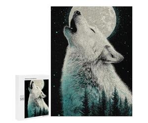 Wolf Howling at Moon Poster Puzzle 1000 Pièces Educa Jouet en Bois Cadeau Unique Décoration Intérieure Jeu Éducatif Challenge Toy Adultes Et Enfants À Partir De 14 Ans 500 PCS