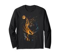 Wolf Howling at Moon Retro 90s Manche Longue