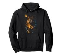 Wolf Howling at Moon Retro 90s Sweat à Capuche