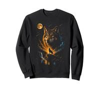 Wolf Howling at Moon Retro 90s Sweatshirt