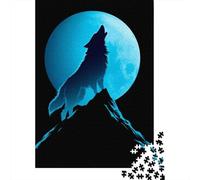 Wolf Howling at Moon T-Shirt-2 Puzzles 1000 Pieces Cadeau Unique Jeu Éducatif Défi Jouet À De Qualité Supérieure Peinture Art pour Adultes Et Enfants À Partir De 12 Ans 38x26cm/1000pcs