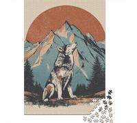 Wolf Howling at Moon T-Shirt Puzzle 1000 Pièces Educa Jouet en Bois Divertissement Créatif De l'art De La Décoration Jeu Éducatif Challenge Toy Adultes & Enfants des 14 Ans 70x50cm/1000pcs