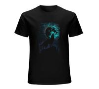 Wolf Howling at The Moon Men's T-Shirt - Werewolf Wolves Halloween Black S