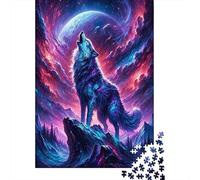 Wolf Howling Cosmos Puzzle 1000 Pièces Educa Jouet en Bois Jeu D'Intelligence Décoration Intérieure Jeu Éducatif Challenge Toy Adultes & Enfants des 14 Ans 38x26cm/1000pcs