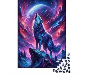 Wolf Howling Cosmos Puzzle 1000 Pièces Educa Jouet en Bois Jeu D'Intelligence Décoration Intérieure Jeu Éducatif Challenge Toy Adultes & Enfants des 14 Ans 38x26cm/1000pcs