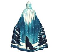 Wolf-Howling-Forest Cape à capuche pour adulte Costume d'Halloween
