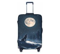 Wolf Howling Full Moon Housses de protection élastiques pour bagages de 45,7 à 81,3 cm, noir, S
