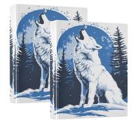 Wolf Howling Lot de 2 classeurs à 3 anneaux en D A4 avec 200 feuilles pour enfants, fournitures scolaires, femmes et hommes