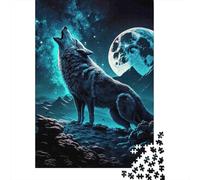 Wolf Howling Moon Puzzle 1000 Pieces Cadeau Unique Jeu Éducatif Défi Jouet À De Qualité Supérieure Peinture Art pour Adultes Enfants 38x26cm/1000pcs