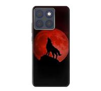 Wolf Howling Red Moon Etui Coque Housse pour Motorola Edge 70