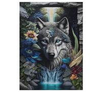 Wolf Im Mandala 300 Pièces Puzzle en Bois pour Adultes Enfants, Puzzles Impossible, Jeu D'adresse pour Toute La Famille, 42×30cm