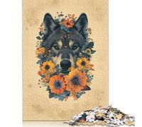 Wolf in Flowers Puzzles 1000 Pieces Cadeau Unique Jeu Éducatif Défi Jouet À De Qualité Supérieure Peinture Art pour Adultes Et Enfants À Partir De 14 Ans 1000pcs (75x50cm)