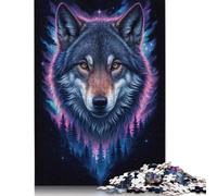 Wolf in The Night Sky Puzzles 1000 Pièces Cadeau Unique Jeu Éducatif Challenge Toy À De Qualité Supérieure Peinture Art pour Adultes Enfants 1000pcs (75x50cm)