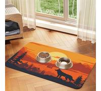 Wolf in the Woods Tapis de nourriture pour animaux de compagnie 60 x 40 cm absorbant et antidérapant en cuir synthétique avec fond en caoutchouc à séchage rapide