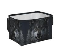 Wolf King Panier de rangement pliable en tissu pour la maison | Imperméable. Pliable. Bord souple. Poignées : Pour vêtements, serviettes.