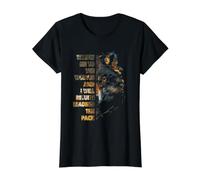 Wolf Leader Citation Throw Me to The Wolves Motivation T-Shirt Graphique avec Valeur, Femme, Noir, L