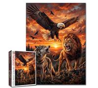 Wolf-Lion-Eagle Puzzle Power Combo Forest Sunset Animal Jigsaw Epic Wildlife 1000 Pieces Puzzles for Adults Beginner Challenging Family Activity Games DIY Crafts Puzzle for Home Decor Gifts
