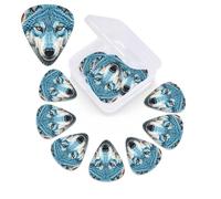 Wolf Lot de 12 médiators avec boîte de rangement, 0,46 mm, 0,71 mm, 0,96 mm, comprend des médiators fins et moyennes épaisseurs, abstraits, pour guitare électrique, ukulélé, basse