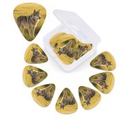Wolf Lot de 12 médiators avec boîte de rangement, 0,46 mm, 0,71 mm, 0,96 mm, comprend des médiators fins et moyennes épaisseurs, abstraits, pour guitare électrique, ukulélé, basse