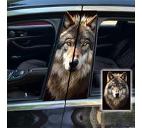Wolf Lot de 2 autocollants en vinyle HD pour voiture et décalcomanies, léopard imperméable protection solaire et anti-rayures pour les piliers b autocollants personnalisés colonne de porte de véhicule