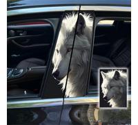 Wolf Lot de 2 autocollants en vinyle HD pour voiture et décalcomanies, léopard imperméable protection solaire et anti-rayures pour les piliers autocollants Colonne de porte de véhicule personnalisée