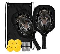Wolf Lover Raquettes de pickleball texturées en carbone | ensemble de palas de pickleball pour adultes hommes femmes
