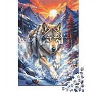 Wolf Montagne Coucher 1000 Pièces Mini Puzzle pour Adultes Jeu Cérébral