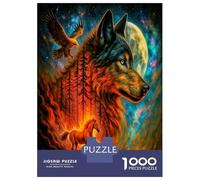 Wolf Moon Forest 1000 Pièces Puzzle Classique Esprit canin Mythique Puzzle Adultes Carton Épais - Ultra Dur, Anti-Stress Et Détente, Parfait pour Loisirs Créatifs 70x50cm/1000pcs