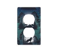 Wolf Moon Forest Plaque murale en polycarbonate pour prise murale 11,5 x 7,9 cm