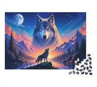 Wolf Moon Montagne Puzzle Mini 1000 Pièces pour Adultes Idée Cadeau