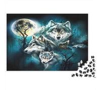Wolf Moon Night Adult 1000Pcs Recyclé pour Adultes Jigsaw Puzzle Éducatif Décompression Jeu de Famille Cadeau 38x26cm/1000pc
