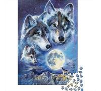 Wolf Moon Night Puzzles 1000 Pieces Cadeau Unique Jeu Éducatif Challenge Toy À De Qualité Supérieure Peinture Art pour Adultes Et Enfants À Partir De 14 Ans 38x26cm/1000pcs