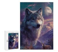 Wolf Moon Night Scene Puzzle 1000 Pièces Educa Jouet en Bois Cadeau Unique Décoration Intérieure Jeu Éducatif Challenge Toy Adultes Et Enfants À Partir De 14 Ans 300 PCS