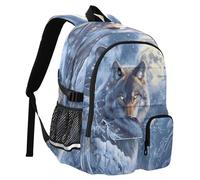 Wolf Moon Snow Sac à dos de voyage pour ordinateur portable 14 pouces Sac d'école robuste