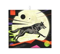 Wolf Moon Tapis de séchage pour comptoir de cuisine 40,6 x 45,7 cm | Tapis de séchage pour comptoir de cuisine avec boucle de suspension pour égouttoir, cafetière