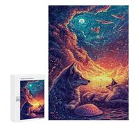 Wolf Moonlit Serenity Puzzle 1000 Pièces Educa Jouet en Bois Cadeau Unique Décoration Intérieure Jeu Éducatif Challenge Toy Adultes Et Enfants À Partir De 14 Ans 300 PCS