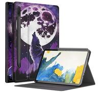 Wolf Moons Coque pour Samsung Galaxy Tab S8 Plus/Tab S7 FE 12,4" 2021 / Galaxy Tab S7 Plus 2020, plusieurs angles de vue avec porte-stylo S et mise en veille/réveil automatique