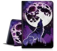 Wolf Moons Étui pour iPad 9e/8e/7e génération 10,2" version 2021/2020/2019, étui pliable en cuir synthétique résistant aux chocs avec fonction veille/réveil automatique pour iPad 10,2"