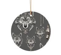 Wolf Motifs Accessories02 Décorations de Noël imprimées recto-verso pour sapin de Noël