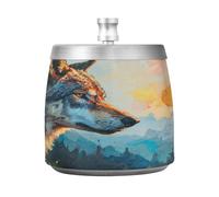 Wolf Mountain Cendrier avec couvercle coupe-vent en acier inoxydable inodore et sans fumée pour la maison, le bureau, les cigarettes, la terrasse, l'extérieur, le balcon