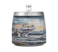 Wolf Mountain Cloud Cendrier aquarelle avec couvercle coupe-vent en acier inoxydable inodore sans fumée pour la maison, le bureau, la table, le patio, l'extérieur, le balcon