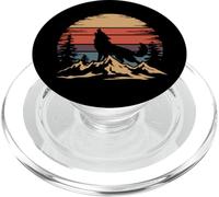 Wolf Mountain T-Shirt rétro avec Motif Loup Hurlant et Nature PopSockets PopGrip pour MagSafe